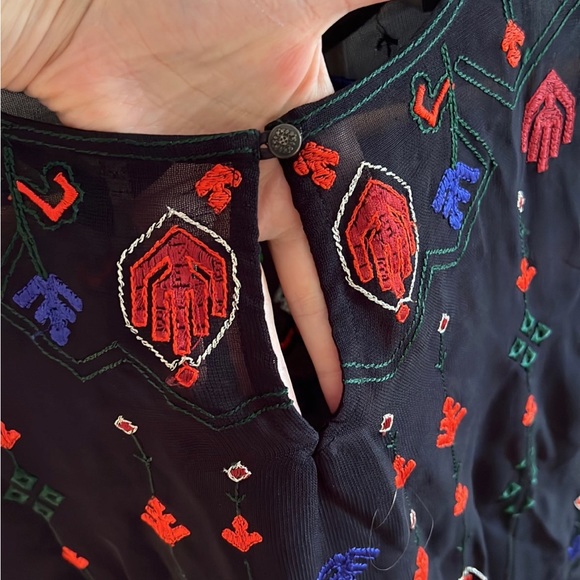 Lucky brand black embroidered sheer top - Picture 5 of 5